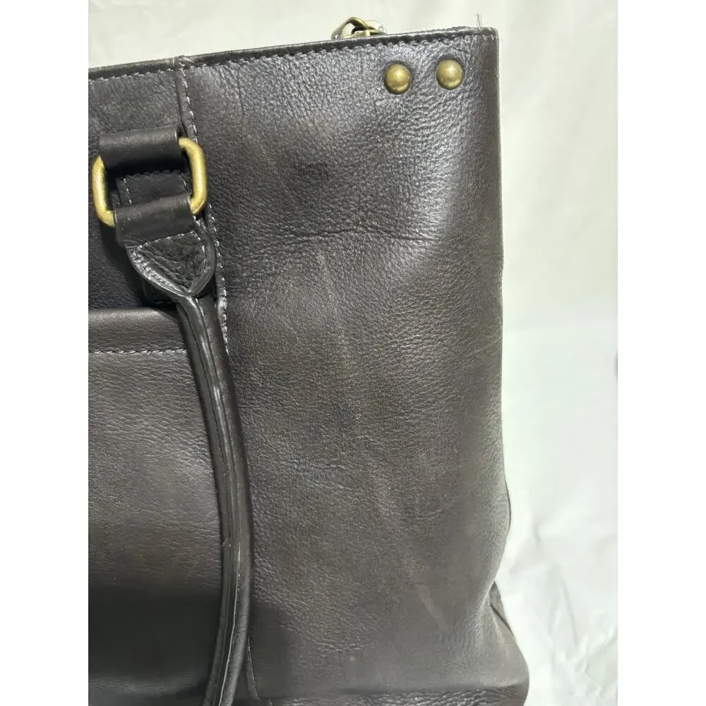 Solo New York Brown Leather Laptop Tote Bag Work Business Shoulder Bag Padded